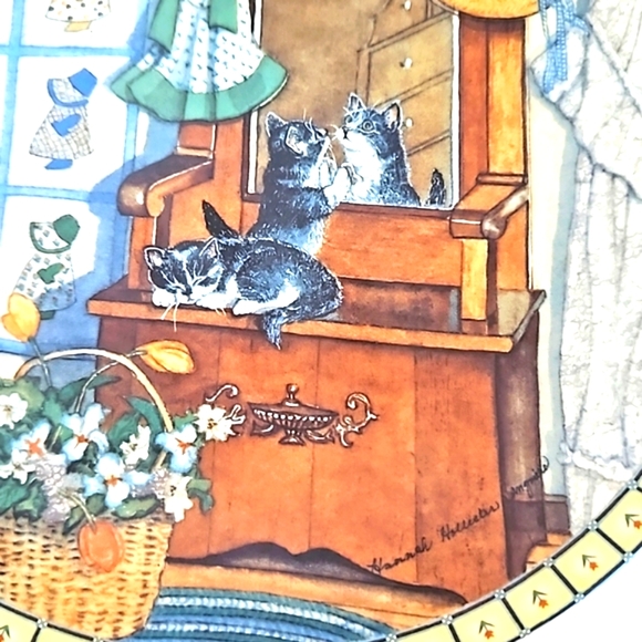 Set of 2 Cats Kittens Lazy Morning & Mirror Mischief Cozy Country Corners Plates - Picture 4 of 9